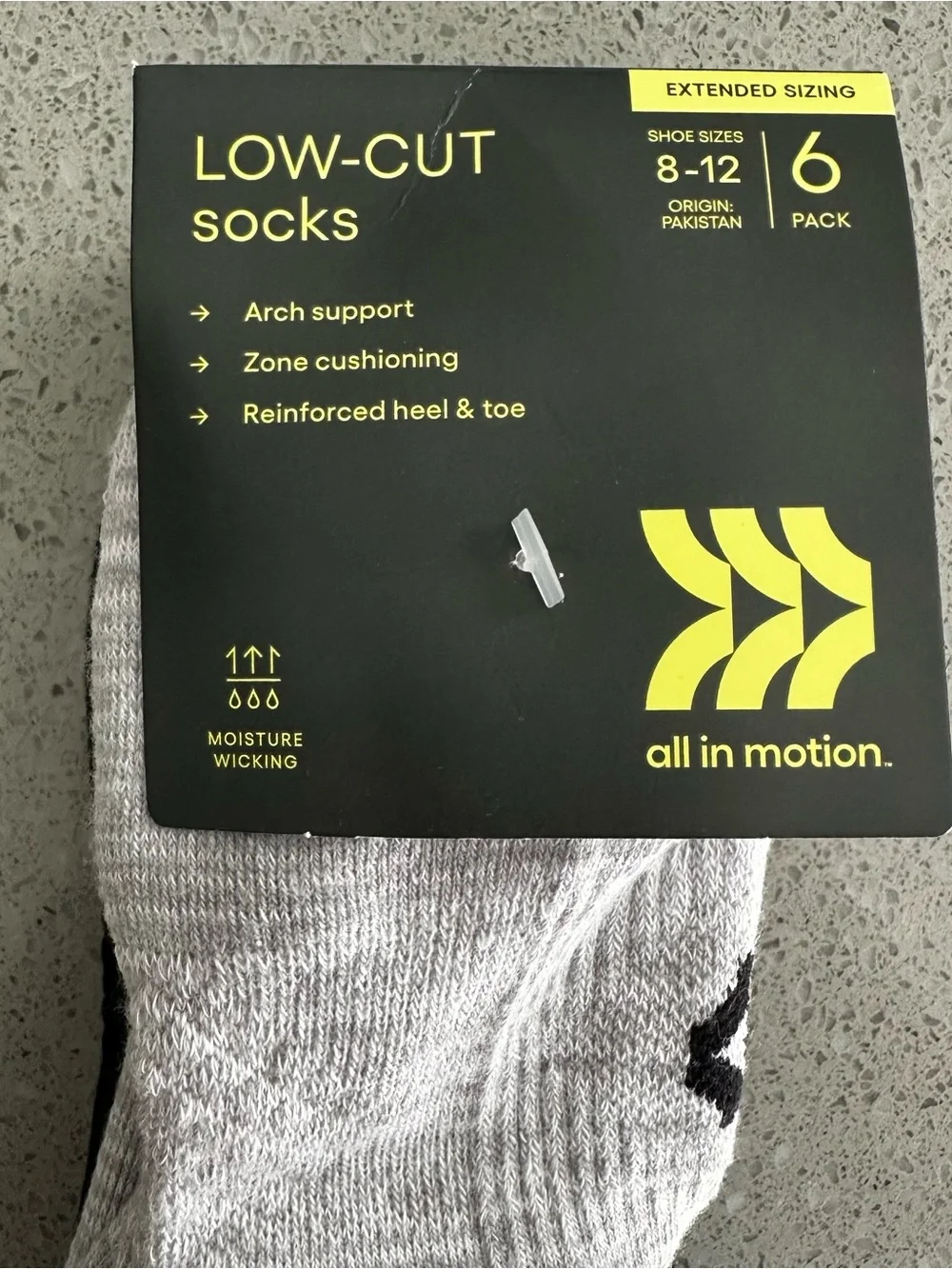 All in Motion Women's Extended Size Cushioned 6pk Low Cut Socks